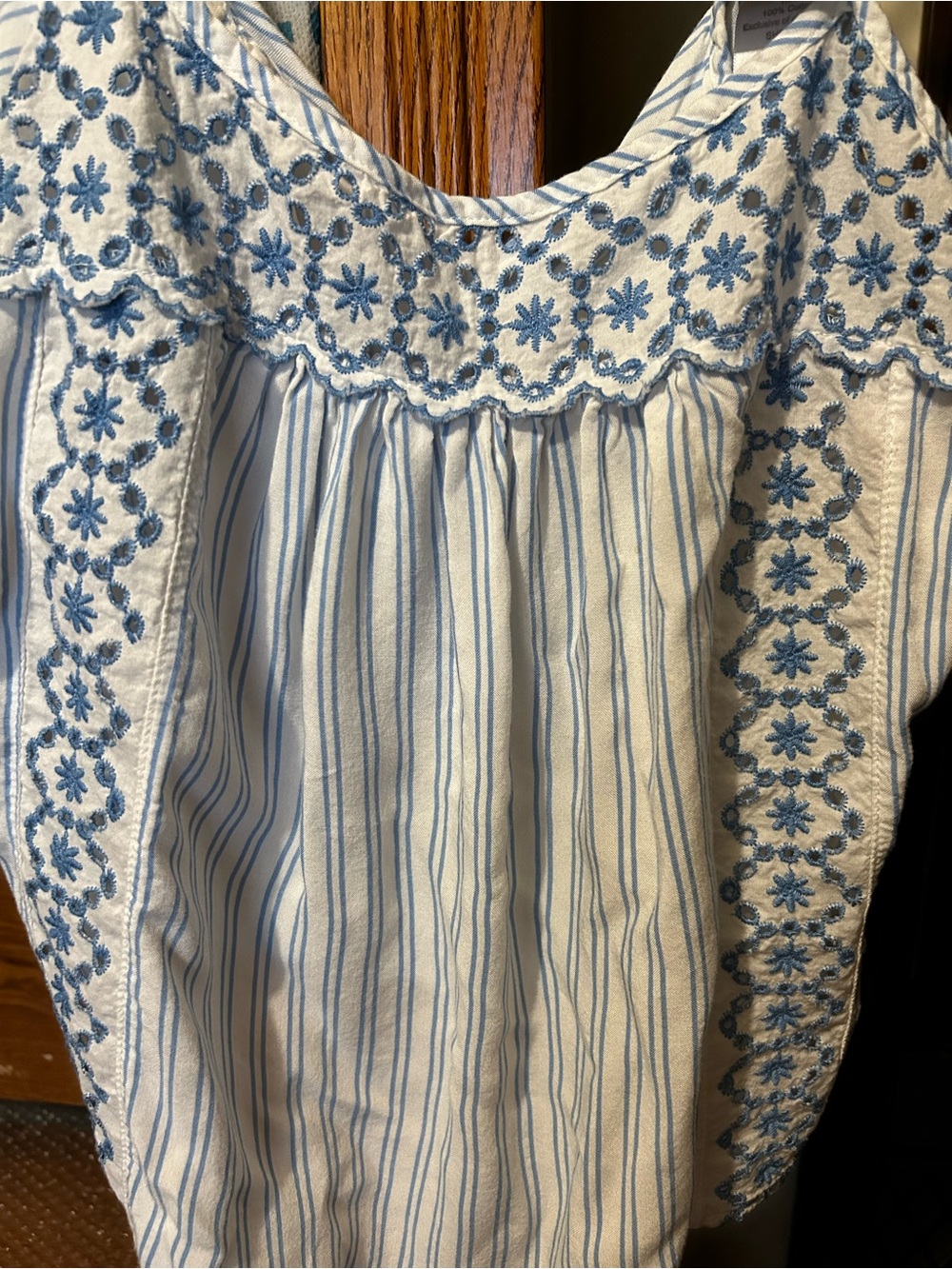 In Bloom White Tunic with Light Blue Embroidered Yoke